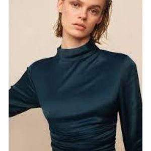 🤩 ZARA SATIN EFFECT BLOUSE CHARCOAL TEAL - Size M